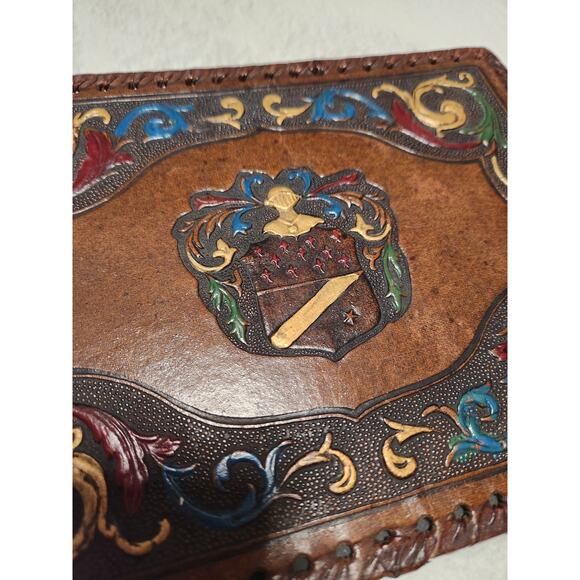 Vintage Hand Tooled Leather Scrapbook 7x10 - Picture 2 of 10